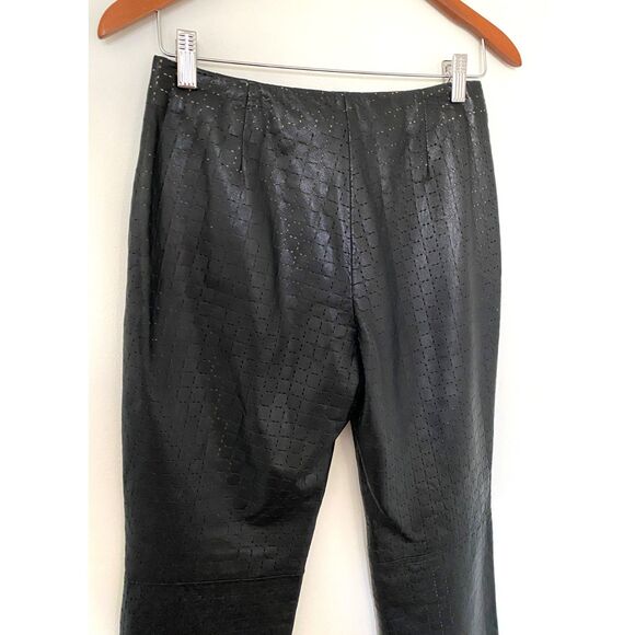 Kenneth Cole Black Perforated Pattern Leather Dress Lined Mid Rise Pants Sz 6 - Picture 11 of 13